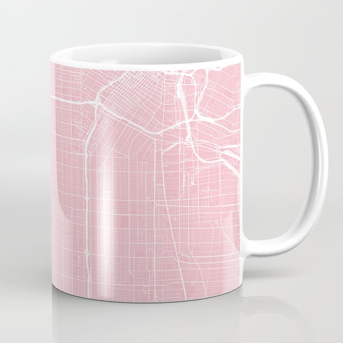 Los Angeles, CA, City Map - Pink Coffee Mug
