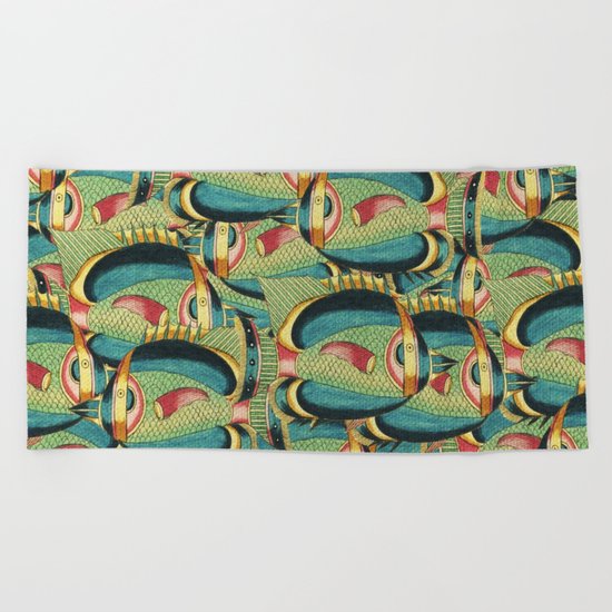 Crowd Fish 6 Beach Towel