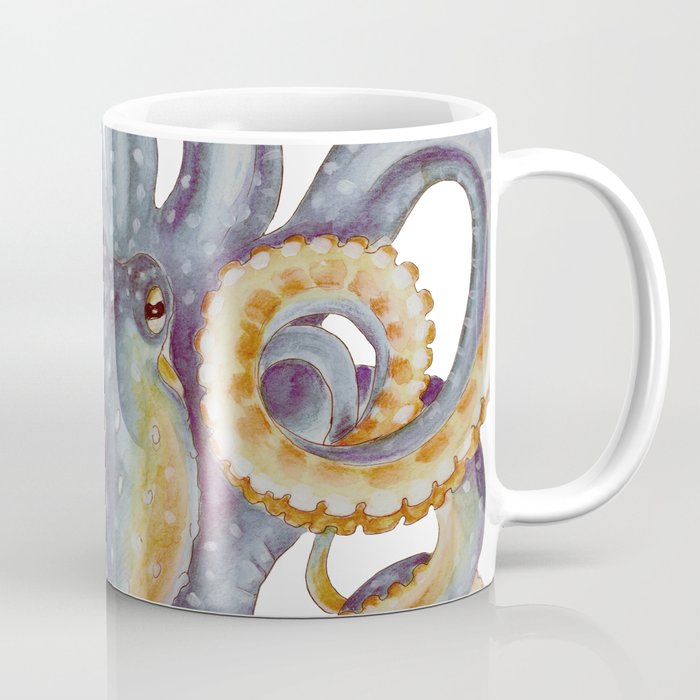Octopus Tentacles Steel Blue Watercolor Art Coffee Mug
