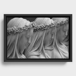 The Veiled Vestal Virgins marble sculpture by Raffaelo Mont black and white photograph Framed Canvas