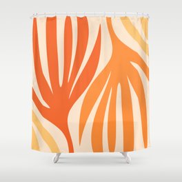 Maldives Abstract Botanical Pattern in Tangerine Orange Tones Shower Curtain
