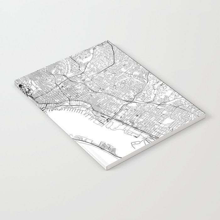 San Diego White Map Notebook