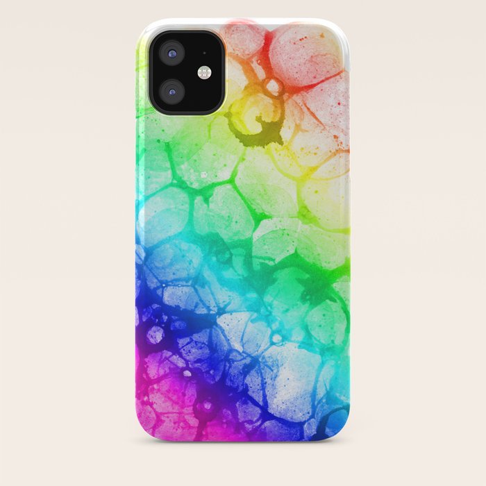 Watercolor Rainbow Abstract Bubble Splashing Paint Isolated On