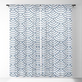 Blue Japanese wave pattern Sheer Curtain