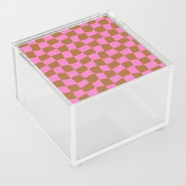 Abstract Check in Pink and Brown Acrylic Box