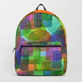 Befriended Squares and Bubbles Backpack | Color, Turquoise, Befriended, Modern, Squares, Pink, Green, Translucent, Bubbles, Geometry 
