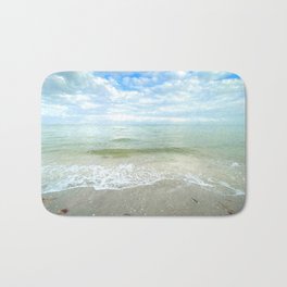 Sanibel Waves Oil Painting Bath Mat | Bluesky, Seascape, Inspirational, Sand, Oceanwaves, Beach, Ocean, Beautiful, Sky, Travel 
