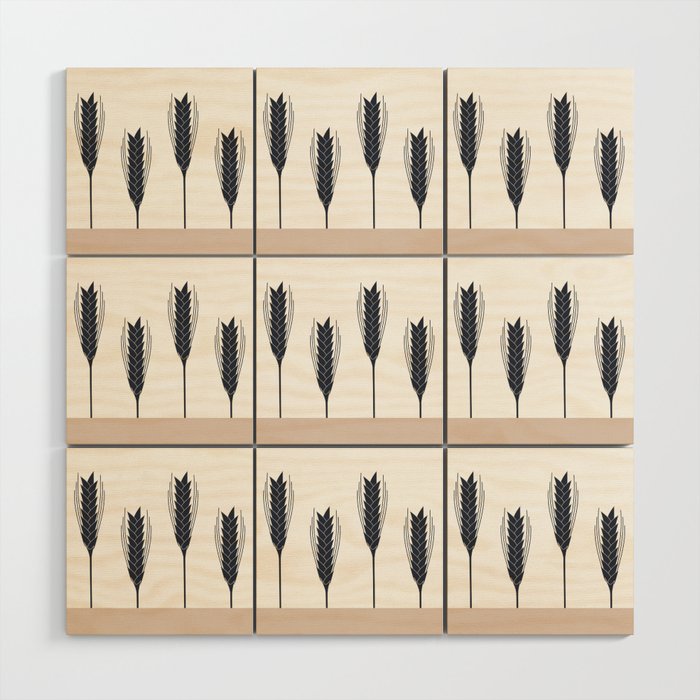 Wheat Field (Misty Navy) Wood Wall Art