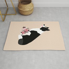 Border Collie and Flowers Dog Beige Rug