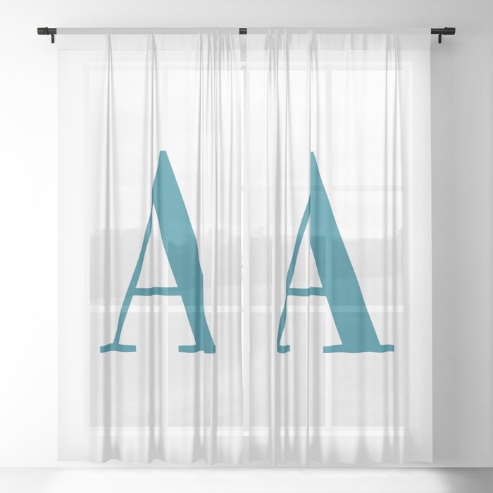 Teal Letter A Initial Monogram Sheer Curtain By Annaleeblysse