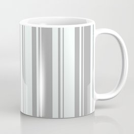 [ Thumbnail: Dark Gray & Mint Cream Colored Lines Pattern Coffee Mug ]