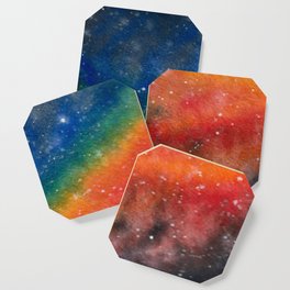 Watercolor Rainbow Nebula Coaster