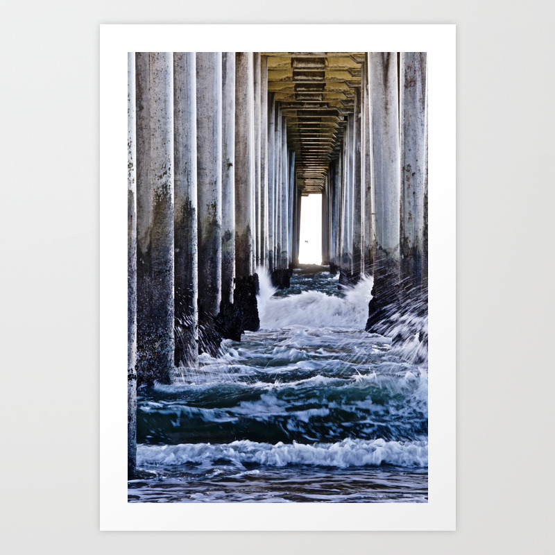 Abstract Low Tide Under Huntington Beach Pier Art Print By