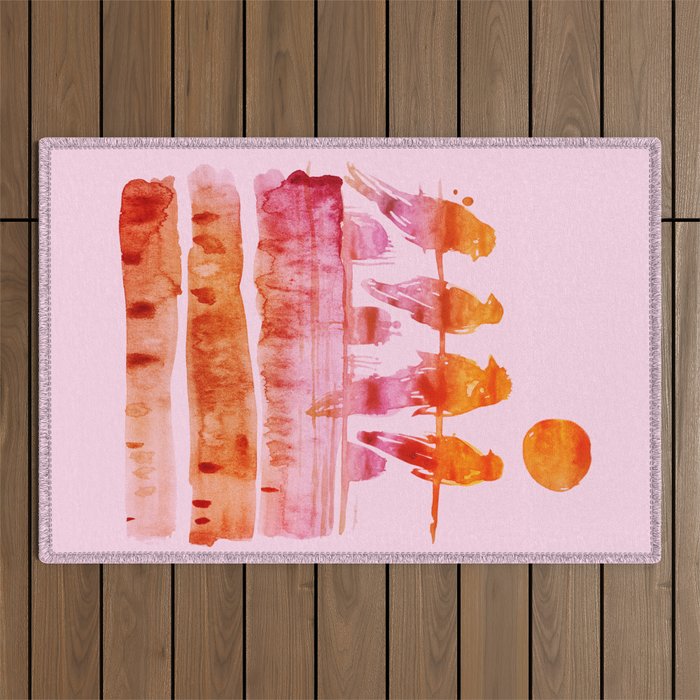 Abstraction_NEW_SUNSET_BEAUTIFUL_DAY_BIRD_POP_ART_0106AA Outdoor Rug