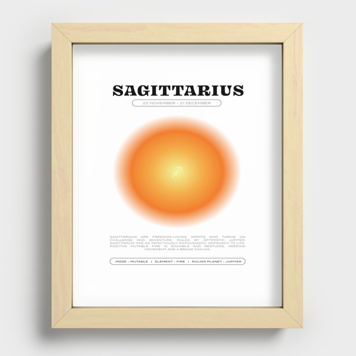 Sagittarius Zodiac Aura Print Recessed Framed Print