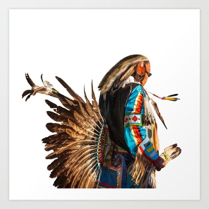 Native American Indian Chief isolated from the background. Art Print
