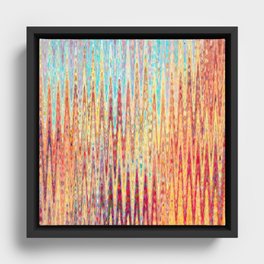 Neon Bright Abstract Zigzag Art Framed Canvas