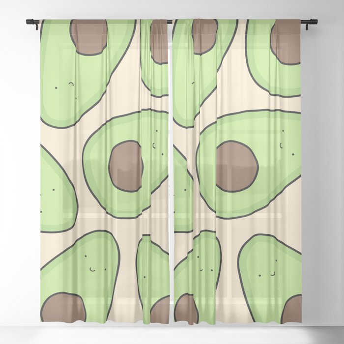 Cute Avocado Pattern Sheer Curtain