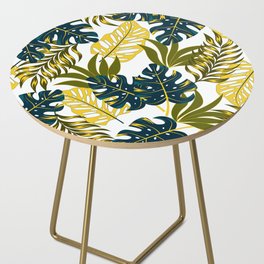 Green Tropical Yellow Monstera Side Table