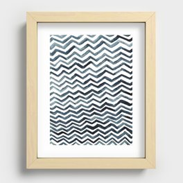 Zig Zag Stripe Deep Indigo Recessed Framed Print