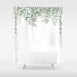 Babylon - Green on white background Shower Curtain