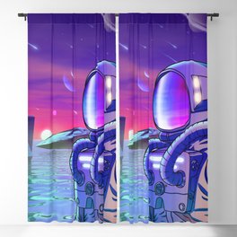 Astronaut Lost in Water Planet Blackout Curtain