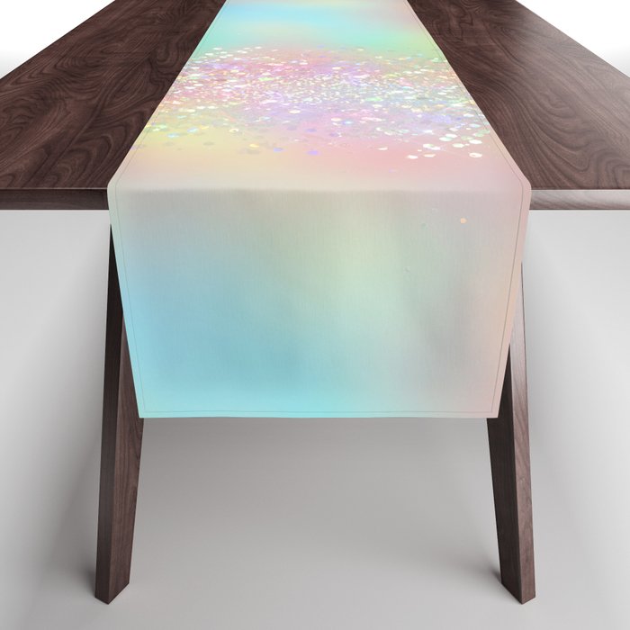 Pretty Rainbow Holographic Glitter Table Runner