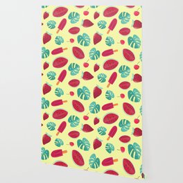 Ice Lolly Tropical Watermelon Pattern Hibiscus Icecream Wallpaper
