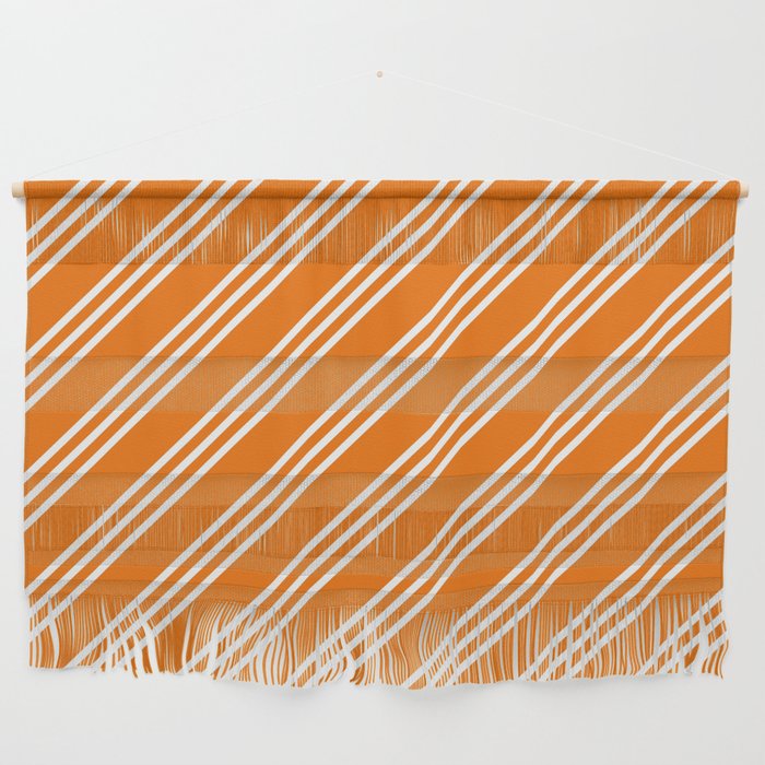 Orange Diagonal Stripes Wall Hanging
