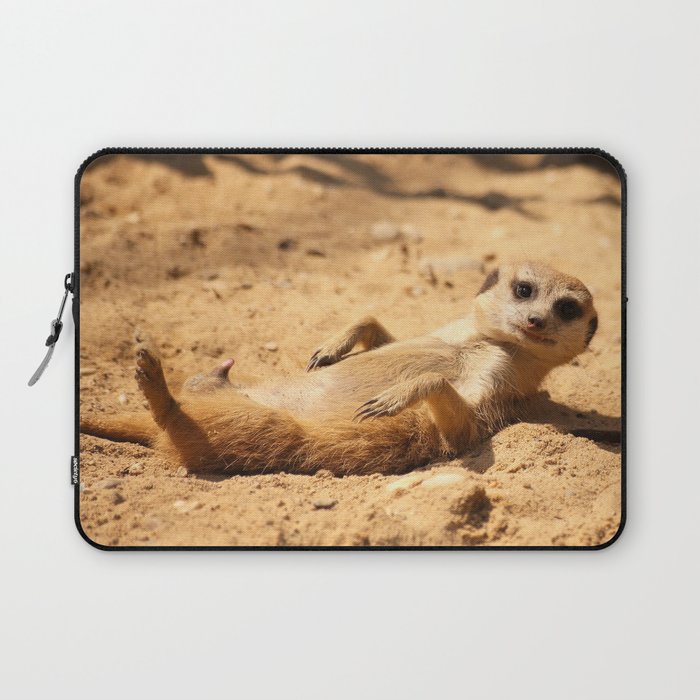 Meerkat Suricat suricatta Sunbathing #decor #society6 #buyart Laptop Sleeve