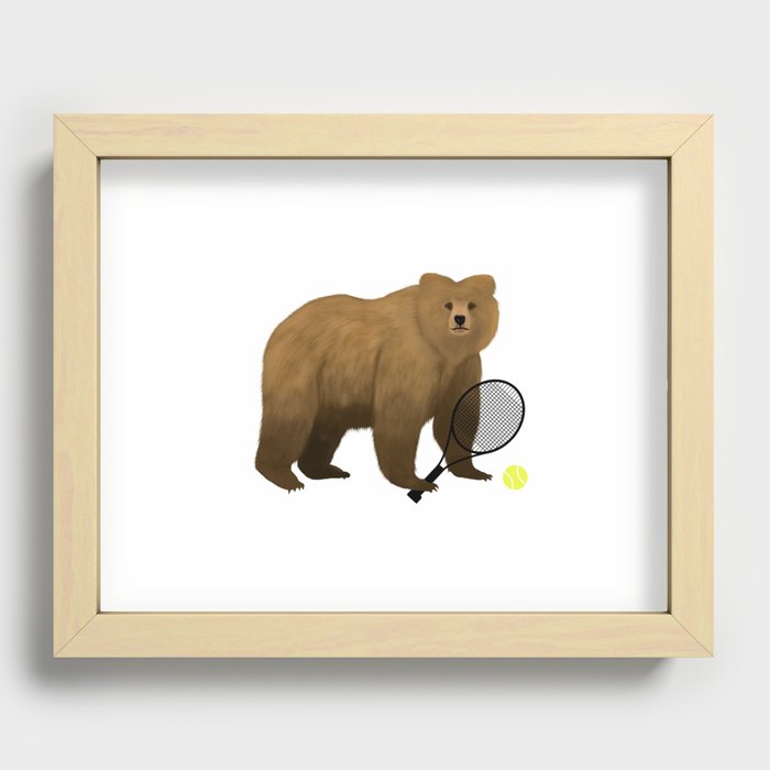 Bear Tennis Recessed Framed Print