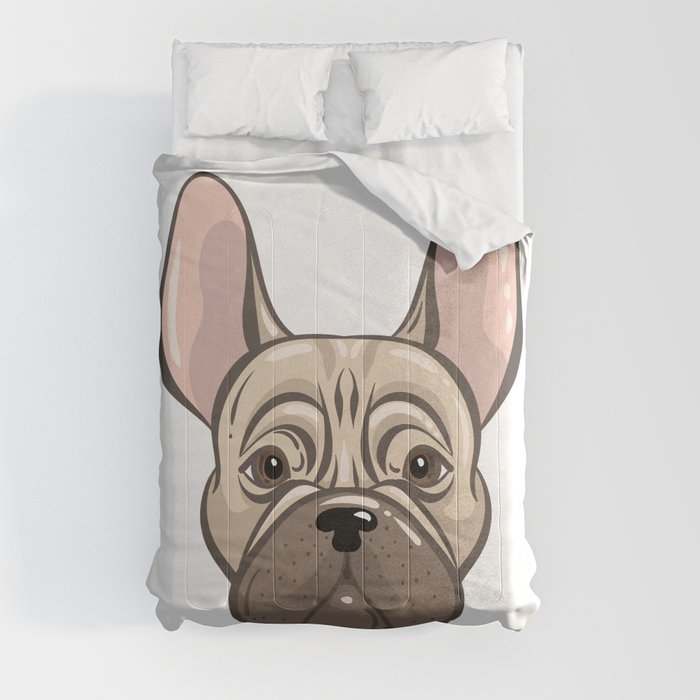 Cute french bulldog muzzle Comforter by Yulia Fushtey Society6