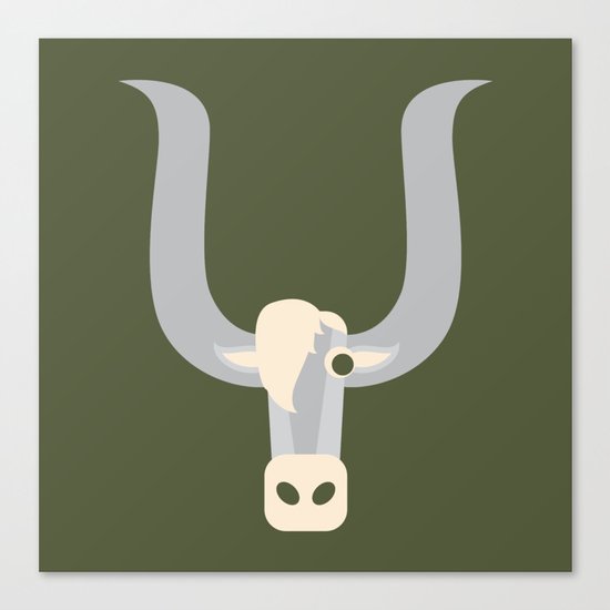 Letter Y // Animal Alphabet // Yak Monogram Canvas Print