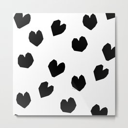 Love Yourself no.2 - black heart pattern love minimal black and white illustration Metal Print