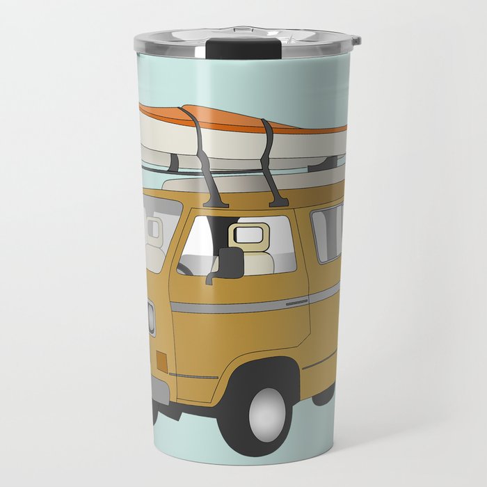 Vintage Camper Van with Kayaks Travel Mug