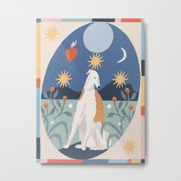 Dog and the moon Metal Print