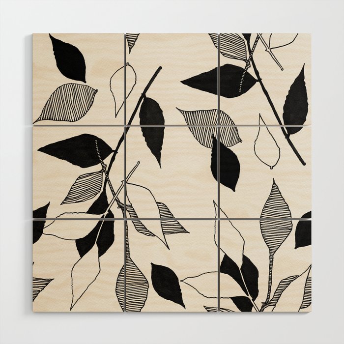Leaves Pattern White Wood Wall Art