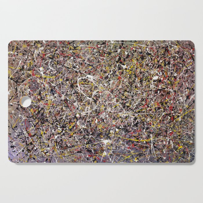 Intergalactic - Jackson Pollock style abstract painting by Rasko Cutting Board