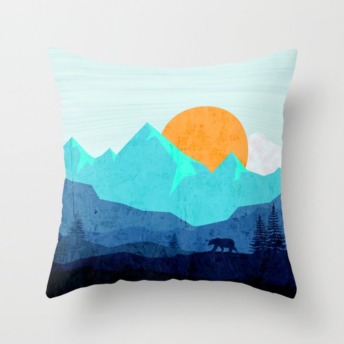 Wild mountain sunset landscape Throw Pillow