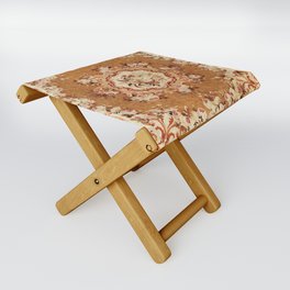 Aubusson 19th Century French Floral Rug Print Folding Stool