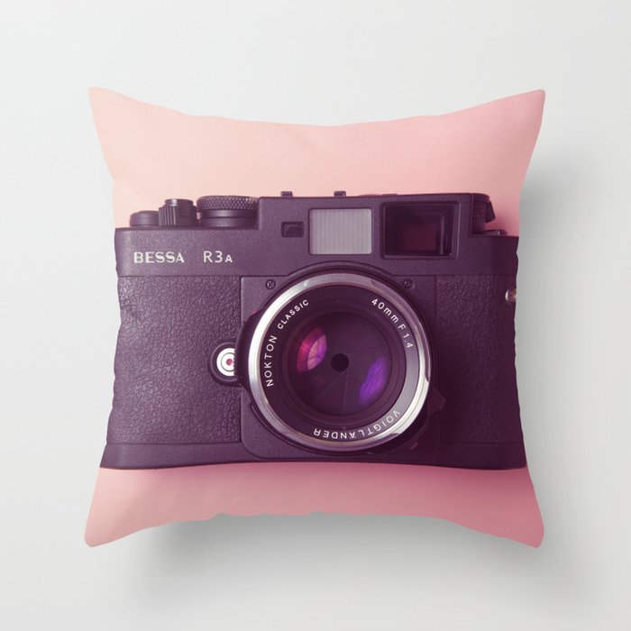 #03_BessaR3a#pink#film#effect Throw Pillow