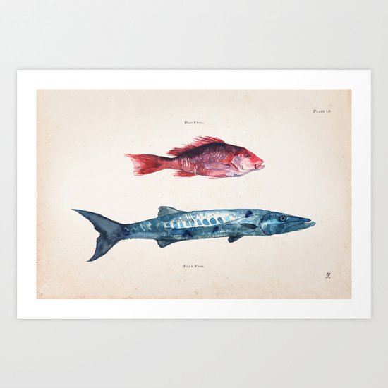 Red Fish Blue Fish Art Print