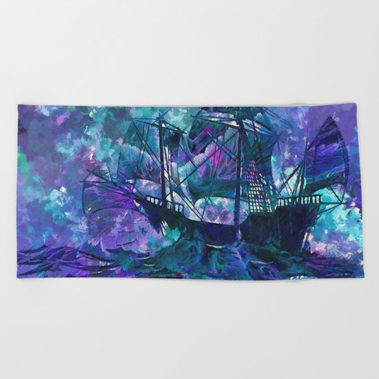 Ghost Ship Beach Towel