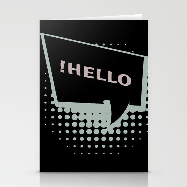 HELLO comicbook anime text bubble black and white Stationery Cards