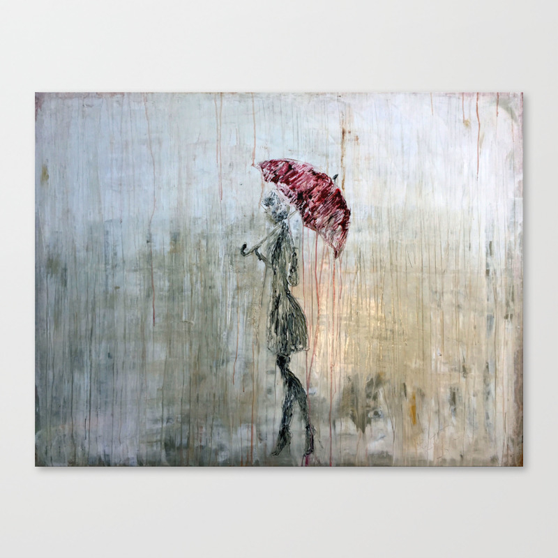 Abstract Girl In The Rain No 1 Canvas Print By Rogerkoenigart