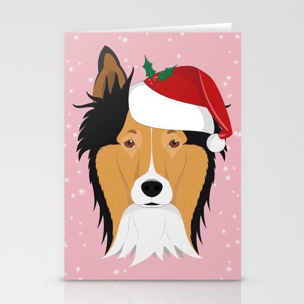 Christmas Collie Face Stationery Cards