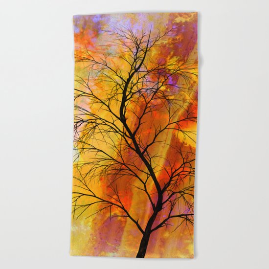 the naked tree Beach Towel