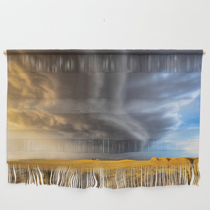 Panhandle Magic - Thunderstorm Advances Over Farm on Spring Day in Oklahoma Wall Hanging