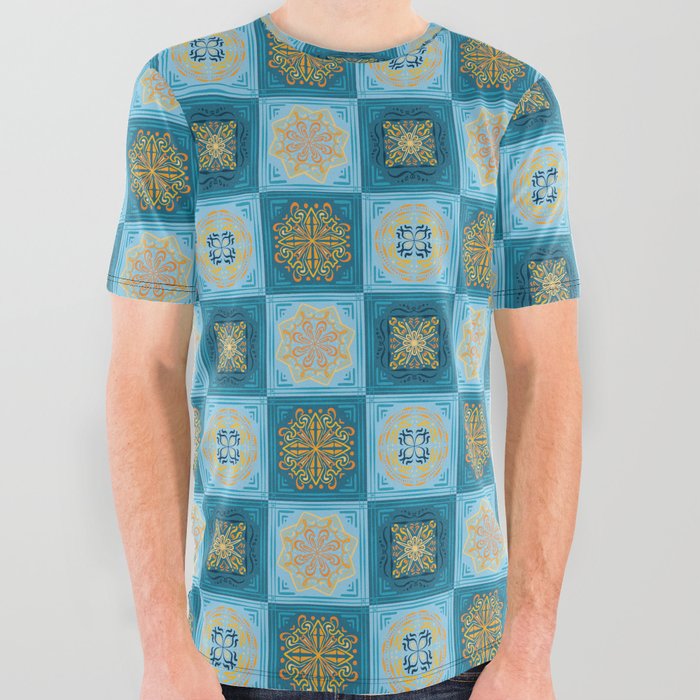 Mediterranean Tiles Pattern All Over Graphic Tee