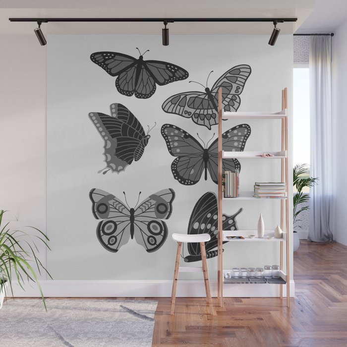 Texas Butterflies – Black and White Wall Mural
